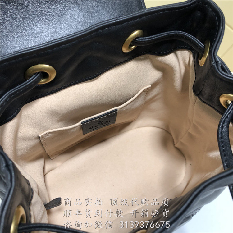 Gucci 黑色人字纹 528129 Marmont系列背包