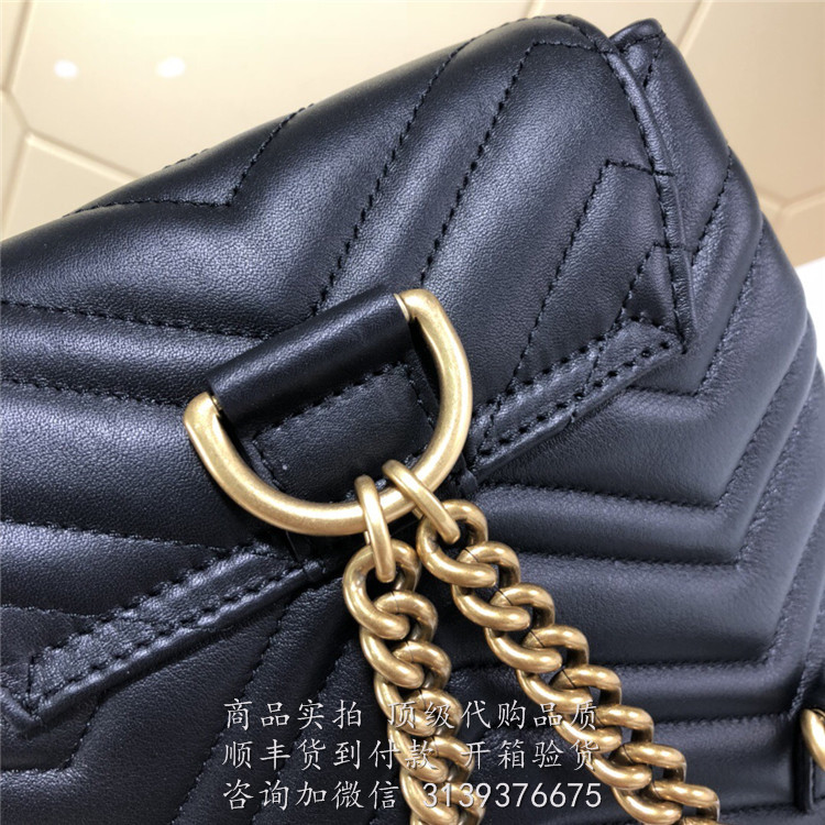 Gucci 黑色人字纹 528129 Marmont系列背包