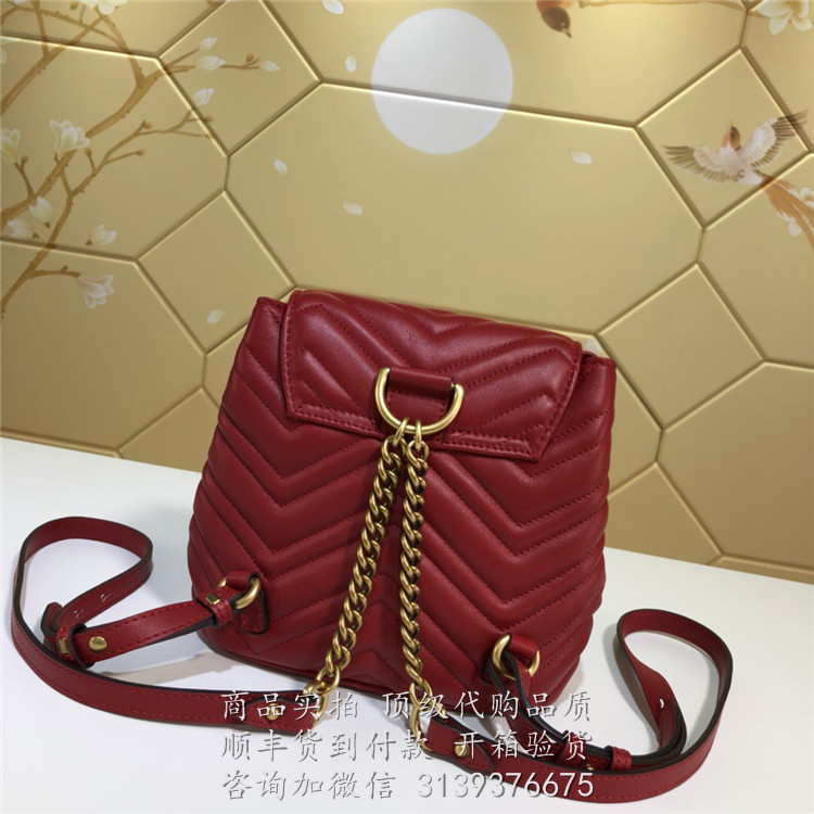 Gucci 红色人字纹 528129 Marmont系列背包