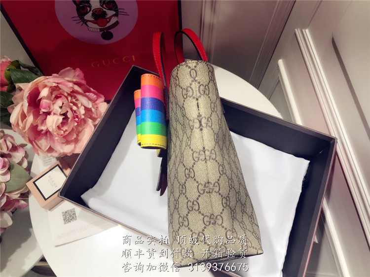 Gucci 501804 人造帆布彩虹蝴蝶结 购物袋