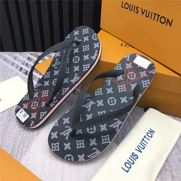 路易威登lv黑色饰louis v印花molitor 人字拖鞋 1a3uft