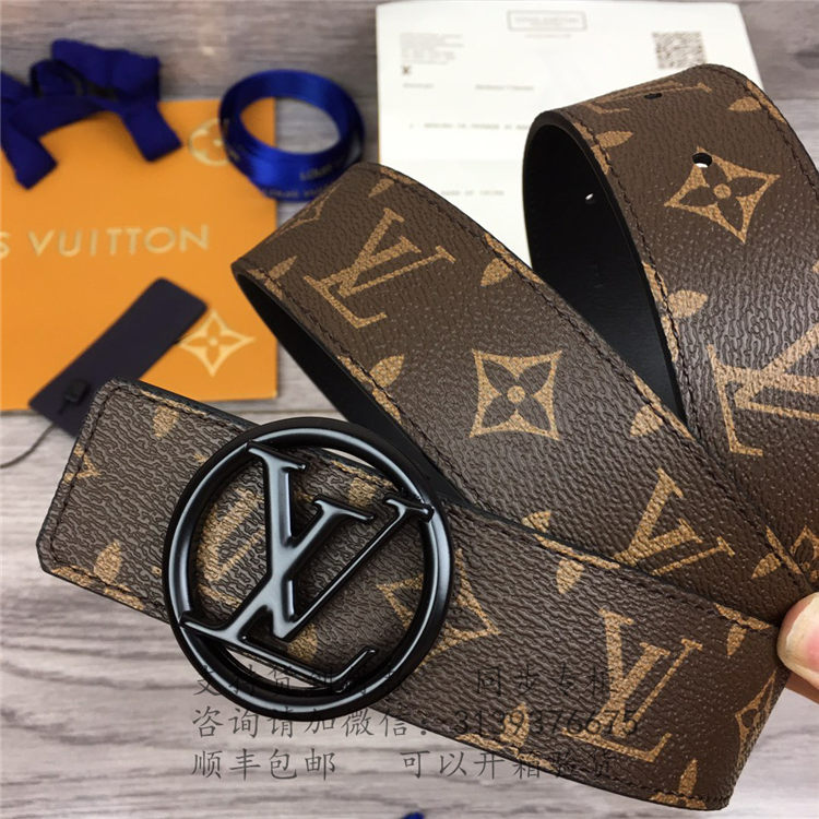 lv/路易威登 m0170u 经典老花小牛皮 圆形哑光皮带扣 circle 双面腰带