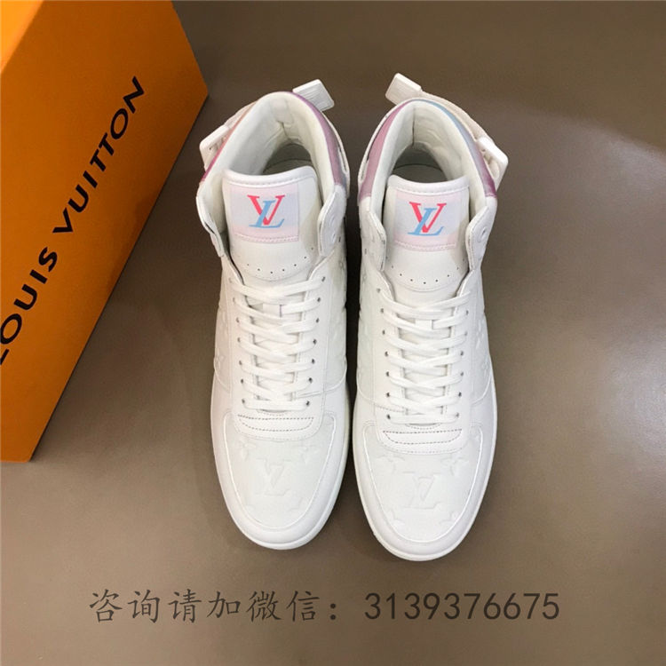 lv/路易威登 白色 粒面压纹 小牛皮炫彩 rivoli 高帮运动鞋 1a7s68