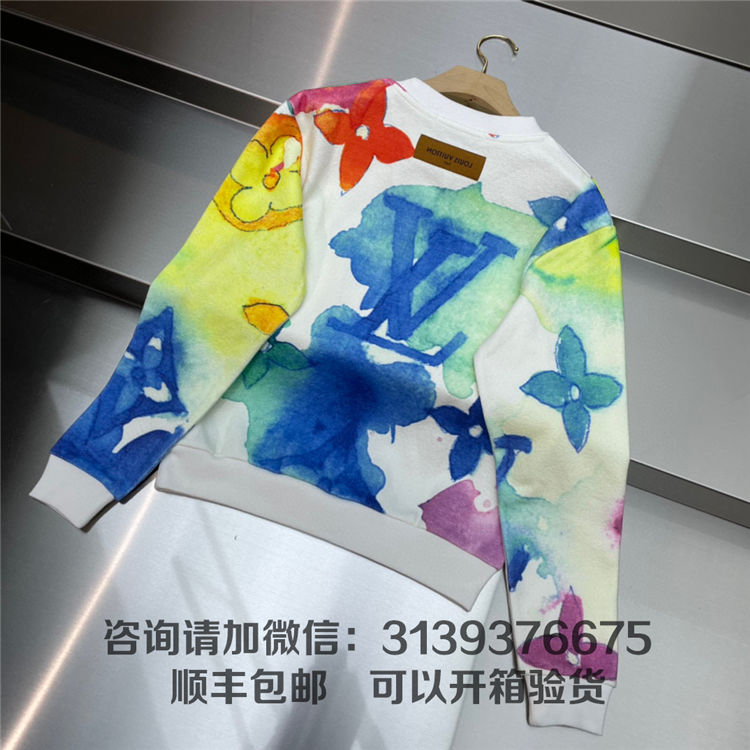 lv/路易威登 白色纯棉 水彩扎染 watercolor giant monogram 运动衫