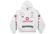 BALENCIAGA/巴黎世家 男士白色 TOP LEAGUE HOODIE 大廓形连帽卫衣 767885TPVF19000