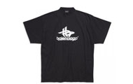 BALENCIAGA/巴黎世家 男士黑色 LAYERED SPORTS 大廓形 T恤 739028TPVF21070