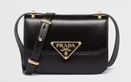 PRADA/普拉达 黑色 纯牛皮 皮革单肩包 1BD340