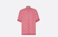 Dior/迪奥 红色和白色桑蚕丝斜纹面料 Oblique 印花 短袖衬衫 193C545A4751_C073