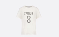 Dior/迪奥 白色棉质和亚麻混纺平纹针织面料“J'Adior 8”字样 T 恤 213T03TC001_X0200