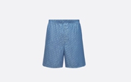 Dior/迪奥 蓝色桑蚕丝和棉质混纺提花面料 Oblique印花短裤 483C102A5231_C545