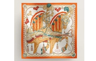 HERMES/爱马仕 女士橙色拼白色“甜蜜的鞍具”90方巾 H004090S