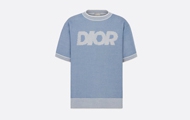 Dior/迪奥 蓝色棉质混纺 Tramato 针织面料 Dior Italic 标志 T 恤 393M653AT563_C580