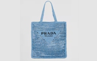 PRADA/普拉达 女士蓝色 酒椰纤维托特包 1BG393