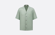 Dior/迪奥 绿色桑蚕丝和棉质混纺提花面料  Oblique 印花短袖衬衫483C568A5231_C646