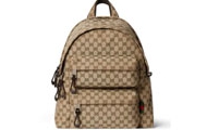 Gucci/古驰 男士 米色和乌木色尼龙饰Gucci标识中号背包 800265