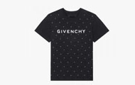 GIVENCHY/纪梵希 男士黑色 圆珠和水晶刺绣 T恤 BM716R3Y9Q