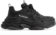 巴黎世家/Balenciaga 黑色 TRIPLE S牛仔男士运动鞋 536737